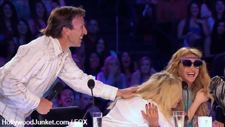 Memorable X FACTOR Moment - Neal scares Demi and caresses her hair!