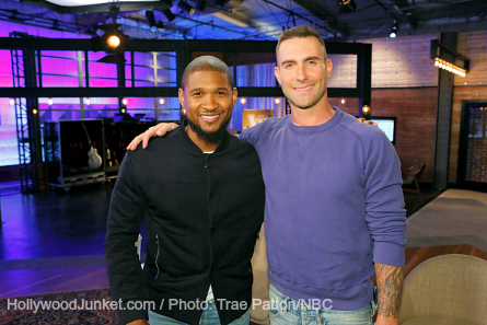 Pictured (l-r): Usher, Adam Levine